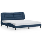 Bettgestell mit LED ohne Matratze "Hvar" Blau 180x200 cm Stoff