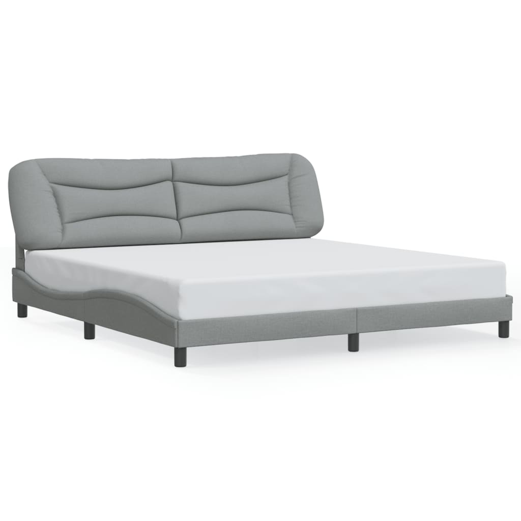 Bettgestell mit LED ohne Matratze "Hvar" Hellgrau 200x200 cm Stoff