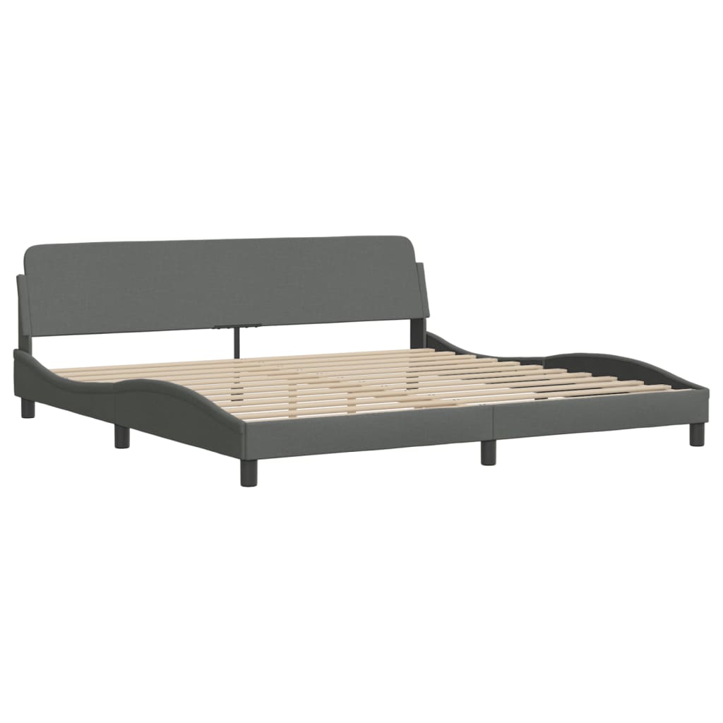 Bettgestell mit LED ohne Matratze "Hvar" Dunkelgrau 200x200 cm Stoff