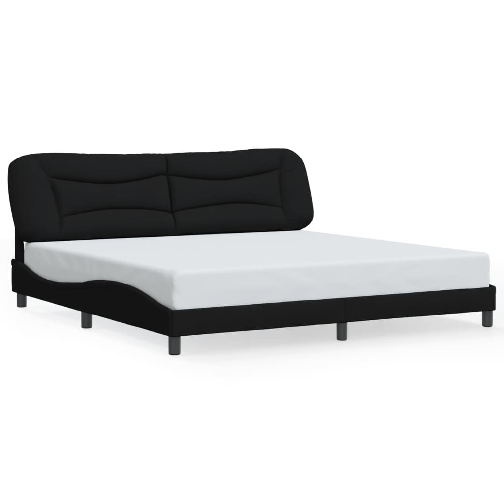 Bettgestell mit LED ohne Matratze "Hvar" Schwarz 200x200 cm Stoff