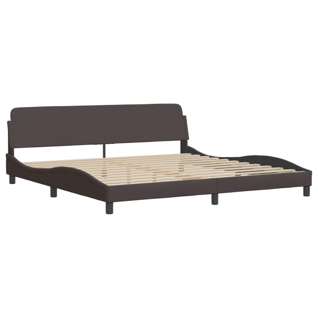 Bettgestell mit LED ohne Matratze "Hvar" Dunkelbraun 200x200 cm Stoff