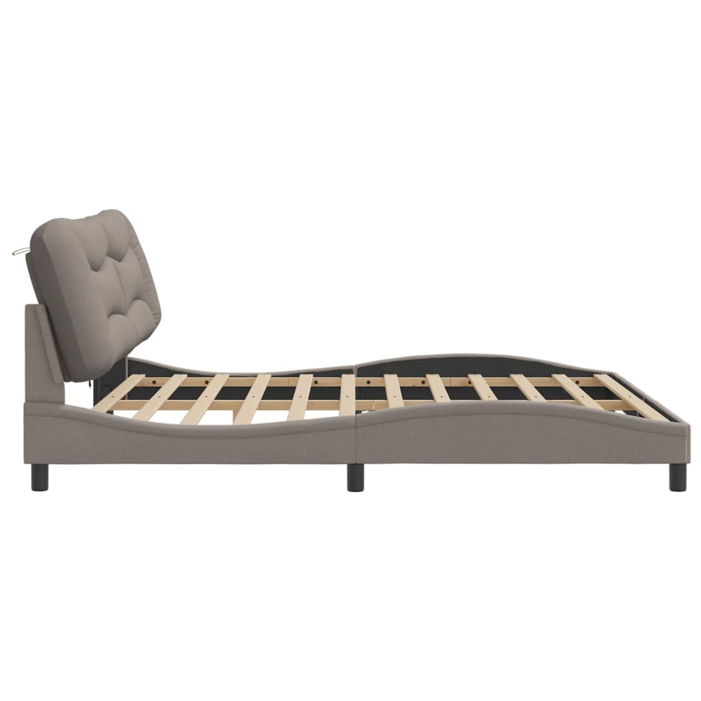 Bettgestell mit LED ohne Matratze "Hvar" Taupe 200x200 cm Stoff