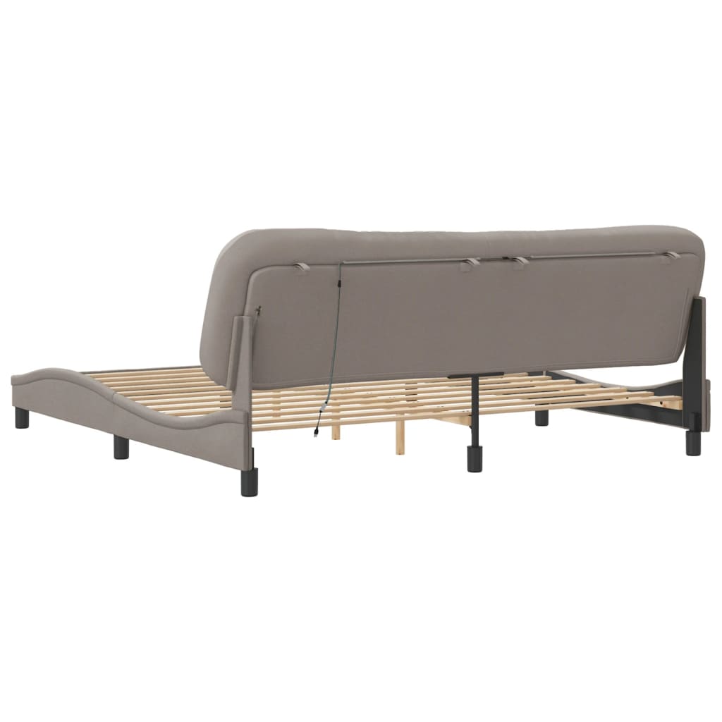 Bettgestell mit LED ohne Matratze "Hvar" Taupe 200x200 cm Stoff