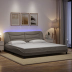 Bettgestell mit LED ohne Matratze "Hvar" Taupe 200x200 cm Stoff