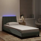 Bettgestell mit LED ohne Matratze "Hanko" Hellgrau 80x200 cm Samt