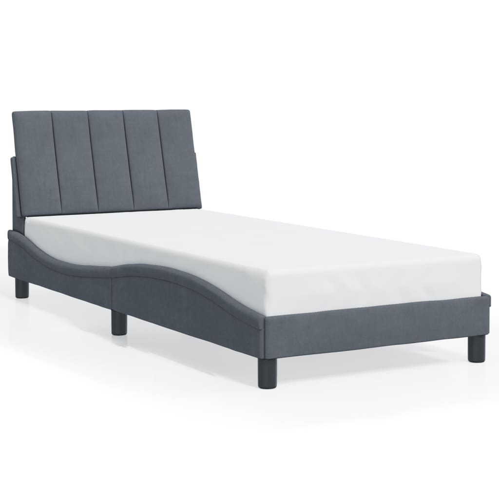 Bettgestell mit LED ohne Matratze "Hanko" Dunkelgrau 80x200 cm Samt