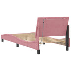 Bettgestell mit LED ohne Matratze "Hanko" Rosa 80x200 cm Samt