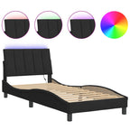 Bettgestell mit LED ohne Matratze "Hanko" Schwarz 90x190 cm Samt