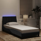 Bettgestell mit LED ohne Matratze "Hanko" Schwarz 90x190 cm Samt
