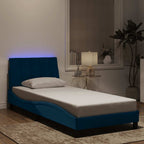 Bettgestell mit LED ohne Matratze "Hanko" Blau 90x190 cm Samt