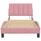 Bettgestell mit LED ohne Matratze "Hanko" Rosa 90x190 cm Samt