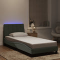 Bettgestell mit LED ohne Matratze "Hanko" Hellgrau 90x200 cm Samt