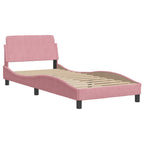 Bettgestell mit LED ohne Matratze "Hanko" Rosa 90x200 cm Samt