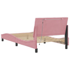 Bettgestell mit LED ohne Matratze "Hanko" Rosa 100x200 cm Samt