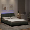 Bettgestell mit LED ohne Matratze "Hanko" Hellgrau 120x200 cm Samt