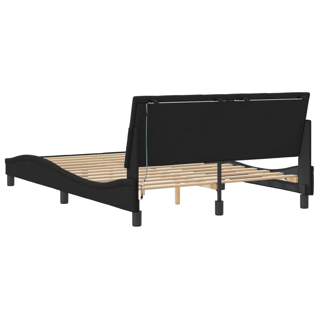 Bettgestell mit LED ohne Matratze "Hanko" Schwarz 120x200 cm Samt