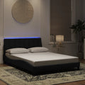 Bettgestell mit LED ohne Matratze "Hanko" Schwarz 120x200 cm Samt