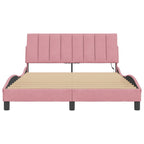 Bettgestell mit LED ohne Matratze "Hanko" Rosa 120x200 cm Samt