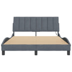 Bettgestell mit LED ohne Matratze "Hanko" Dunkelgrau 140x190 cm Samt