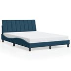 Bettgestell mit LED ohne Matratze "Hanko" Blau 140x190 cm Samt