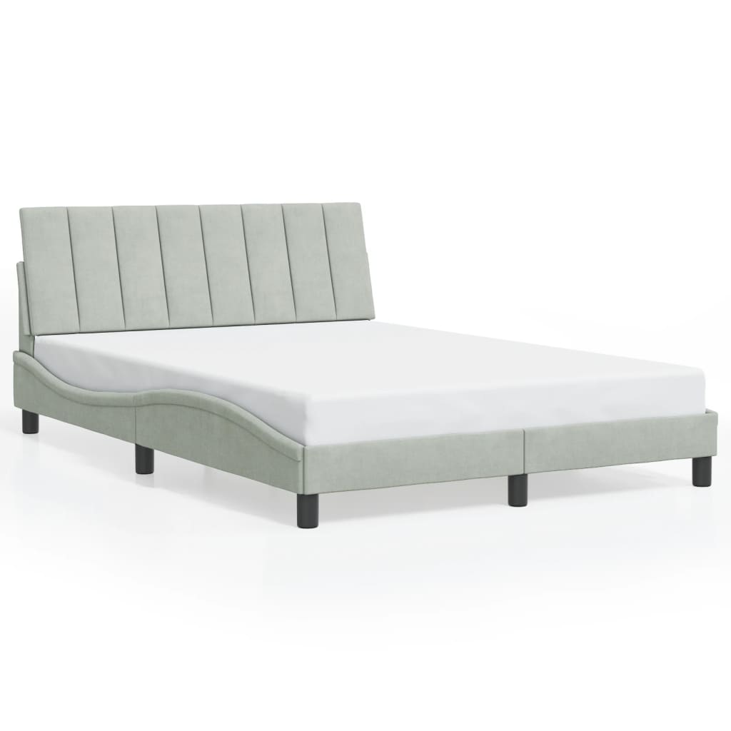 Bettgestell mit LED ohne Matratze "Hanko" Hellgrau 140x200 cm Samt