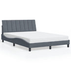 Bettgestell mit LED ohne Matratze "Hanko" Dunkelgrau 140x200 cm Samt