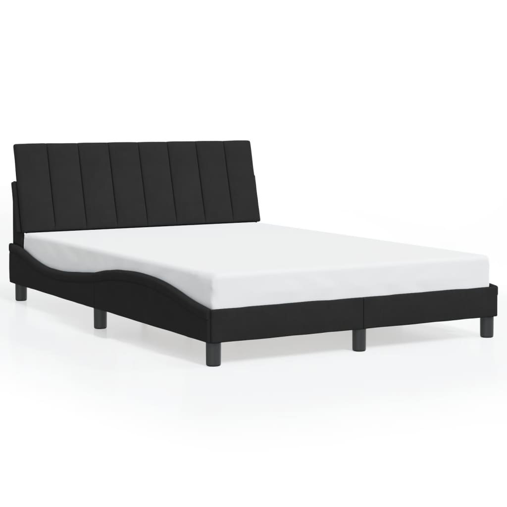 Bettgestell mit LED ohne Matratze "Hanko" Schwarz 140x200 cm Samt