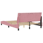 Bettgestell mit LED ohne Matratze "Hanko" Rosa 140x200 cm Samt
