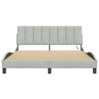 Bettgestell mit LED ohne Matratze "Hanko" Hellgrau 160x200 cm Samt