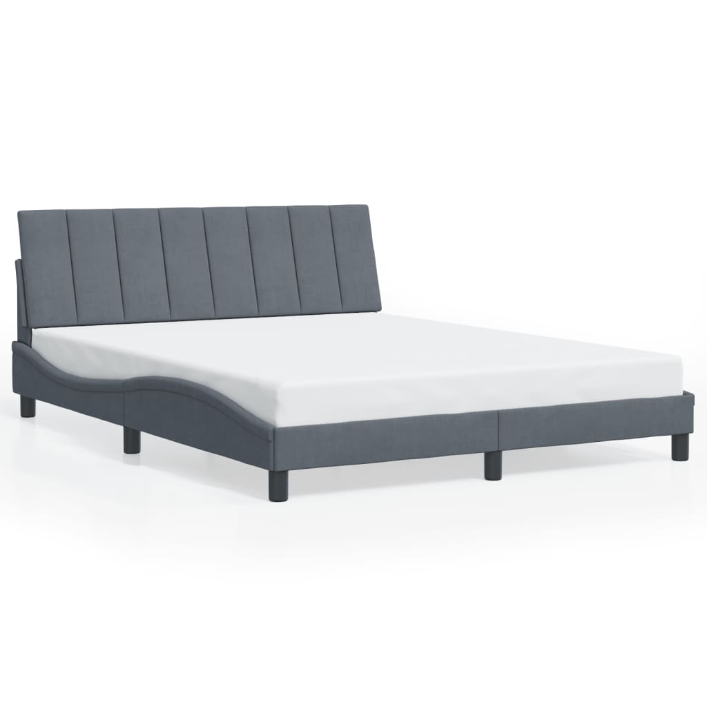 Bettgestell mit LED ohne Matratze "Hanko" Dunkelgrau 160x200 cm Samt