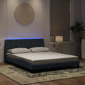 Bettgestell mit LED ohne Matratze "Hanko" Dunkelgrau 160x200 cm Samt