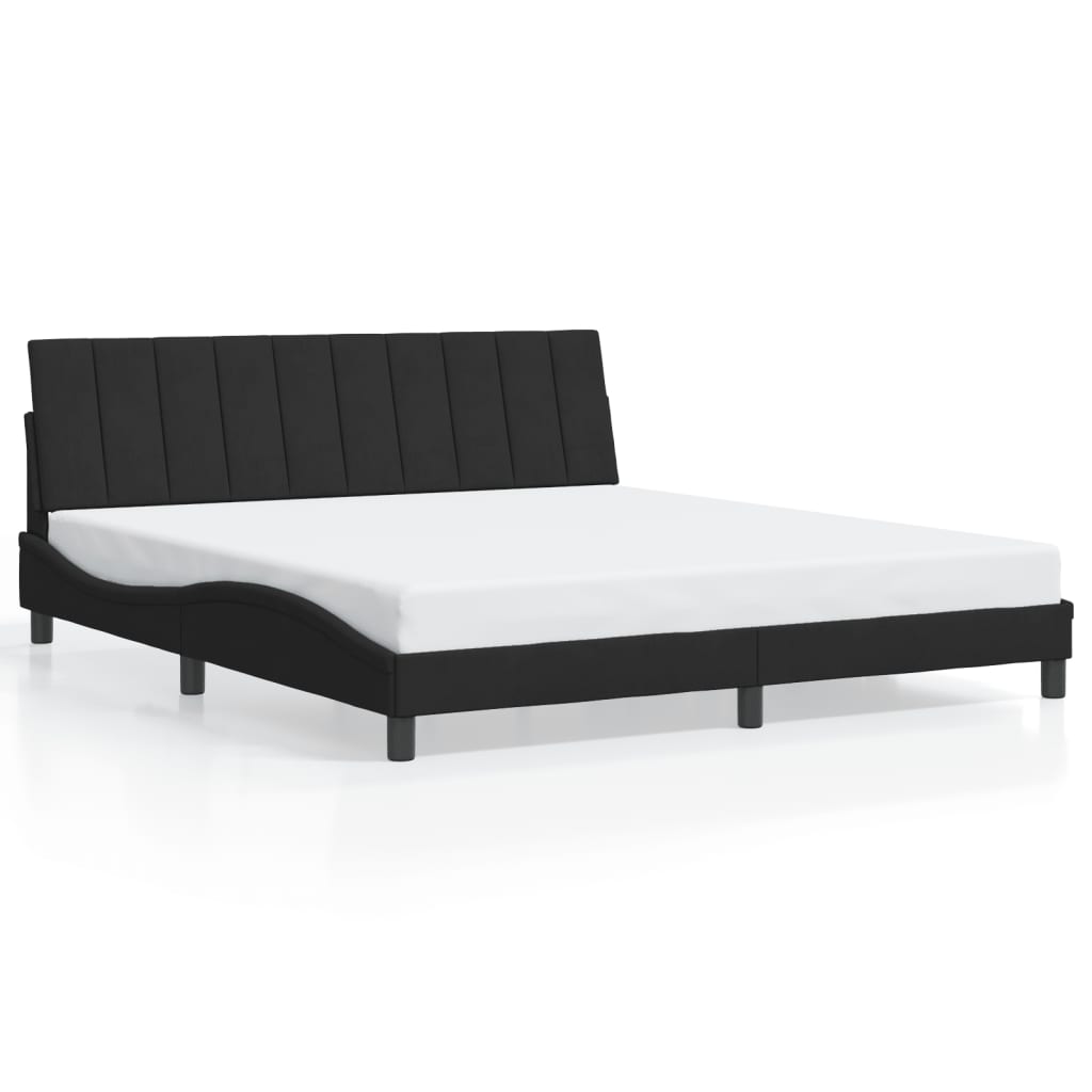 Bettgestell mit LED ohne Matratze "Hanko" Schwarz 180x200 cm Samt