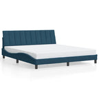 Bettgestell mit LED ohne Matratze "Hanko" Blau 180x200 cm Samt