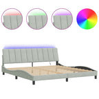 Bettgestell mit LED ohne Matratze "Hanko" Hellgrau 200x200 cm Samt