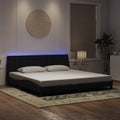 Bettgestell mit LED ohne Matratze "Hanko" Schwarz 200x200 cm Samt