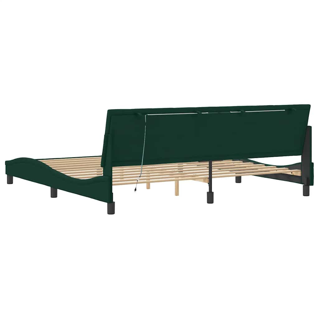 Bettgestell mit LED ohne Matratze "Hanko" Dunkelgrün 200x200 cm Samt