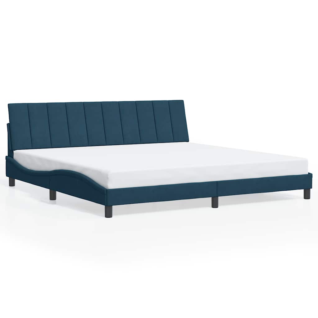 Bettgestell mit LED ohne Matratze "Hanko" Blau 200x200 cm Samt