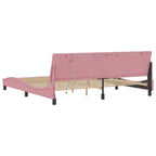Bettgestell mit LED ohne Matratze "Hanko" Rosa 200x200 cm Samt