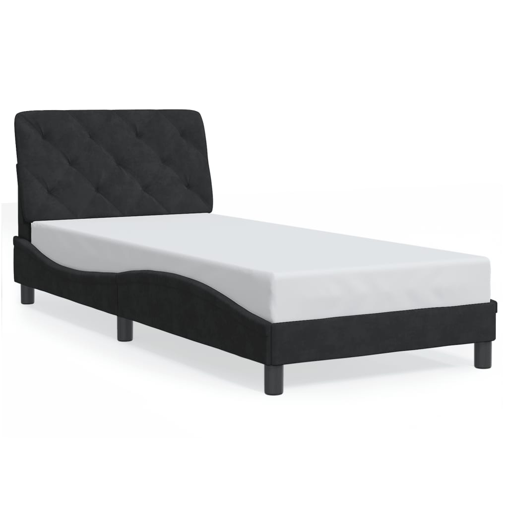 Bettgestell mit LED ohne Matratze Schwarz 80x200 cm Samt