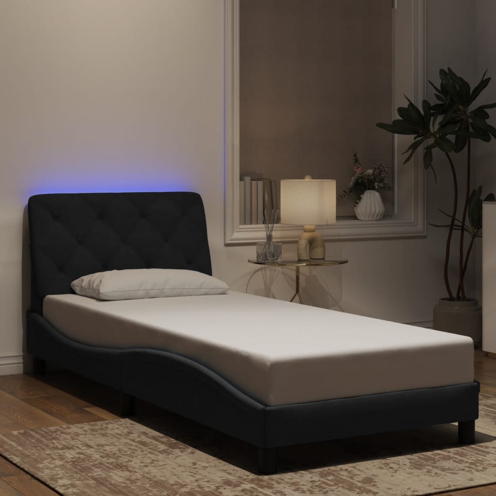 Bettgestell mit LED ohne Matratze Schwarz 80x200 cm Samt