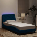 Bettgestell mit LED ohne Matratze Blau 90x190 cm Samt