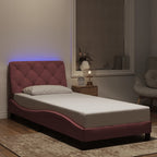 Bettgestell mit LED ohne Matratze Rosa 90x200 cm Samt
