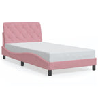 Bettgestell mit LED ohne Matratze Rosa 100x200 cm Samt