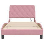 Bettgestell mit LED ohne Matratze Rosa 100x200 cm Samt