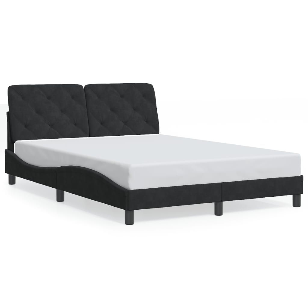 Bettgestell mit LED ohne Matratze Schwarz 120x200 cm Samt
