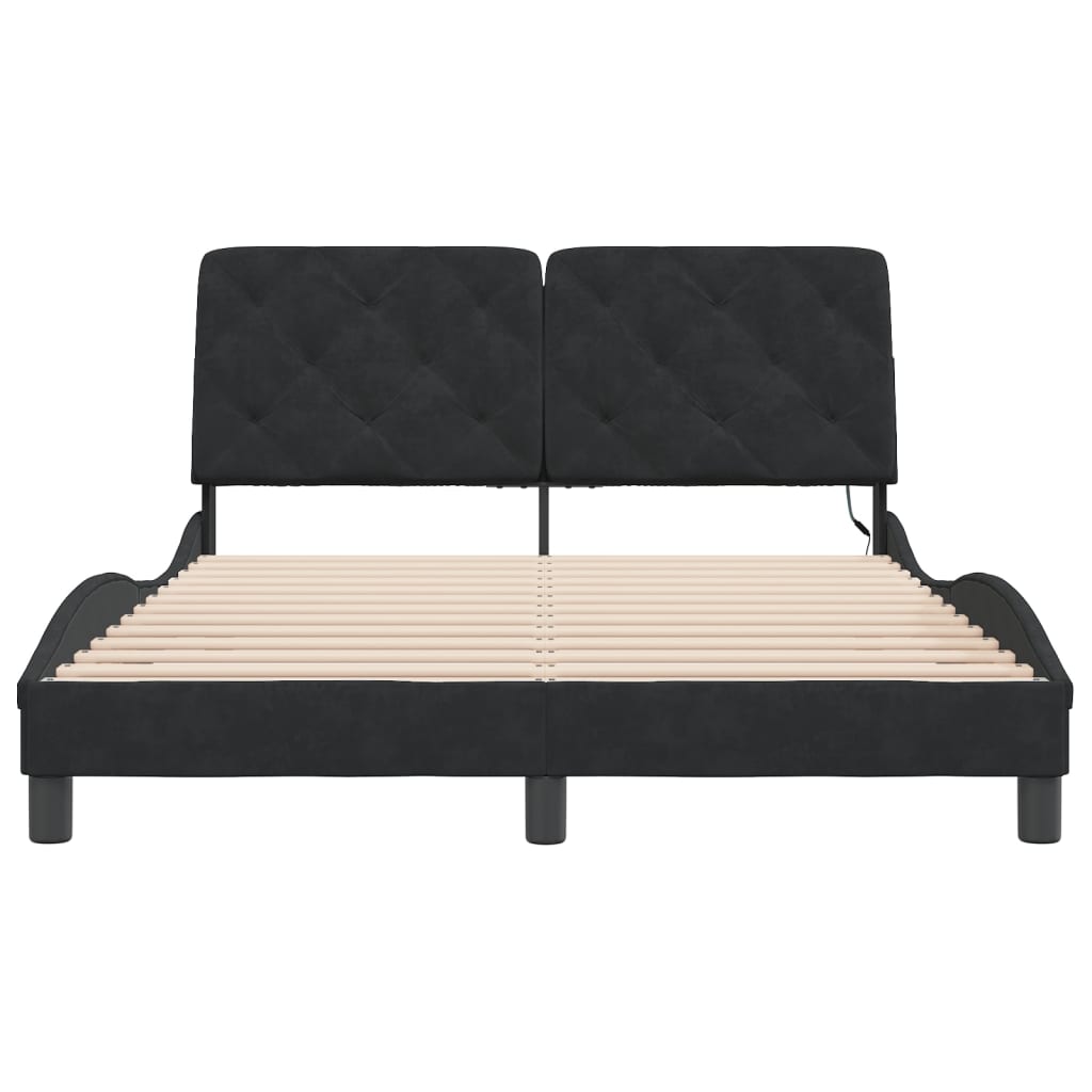Bettgestell mit LED ohne Matratze Schwarz 120x200 cm Samt