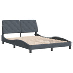 Bettgestell mit LED ohne Matratze Dunkelgrau 140x190 cm Samt