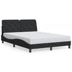 Bettgestell mit LED ohne Matratze Schwarz 140x190 cm Samt