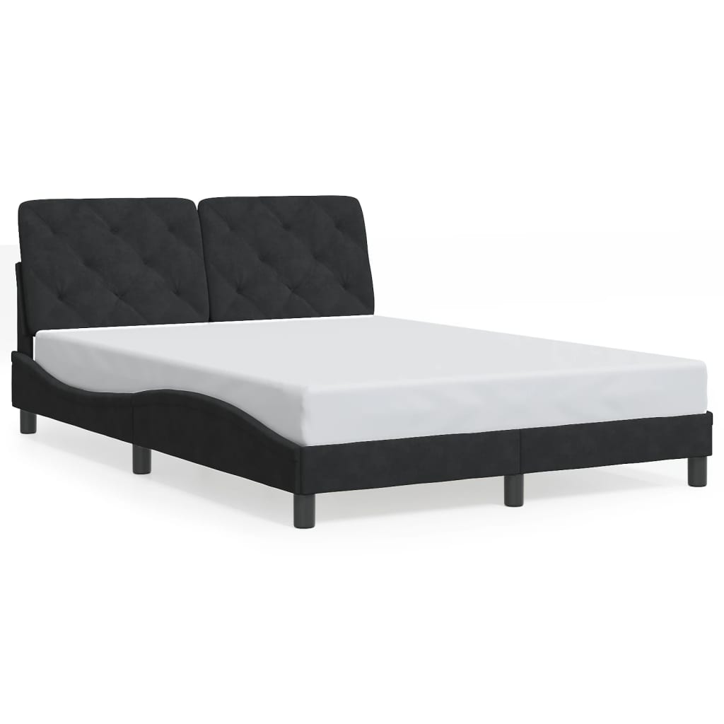 Bettgestell mit LED ohne Matratze Schwarz 140x190 cm Samt