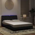 Bettgestell mit LED ohne Matratze Schwarz 140x190 cm Samt